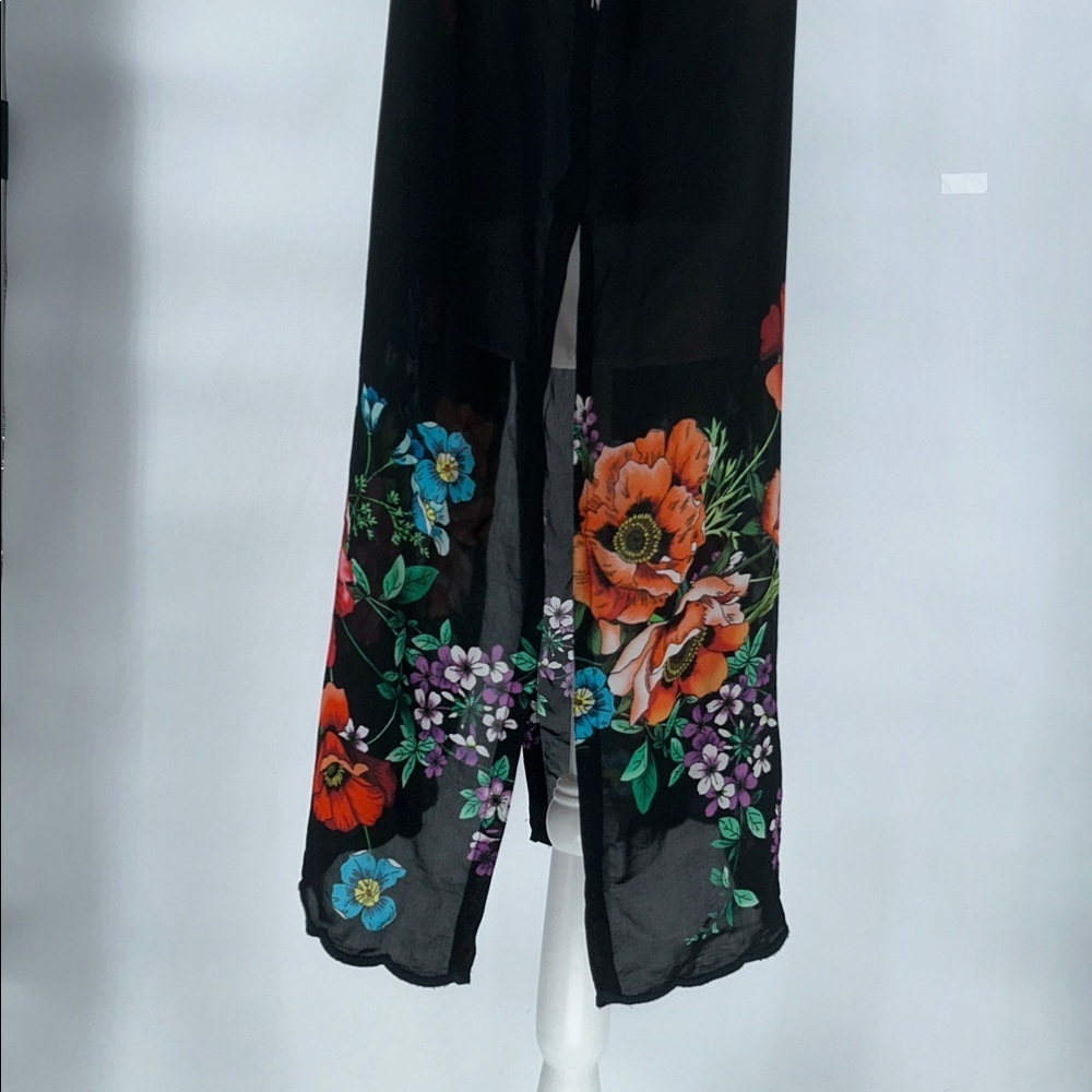 Johnny Was Black Dress with Multicolor Floral Georgette Dress, Size M - Picture 7 of 11
